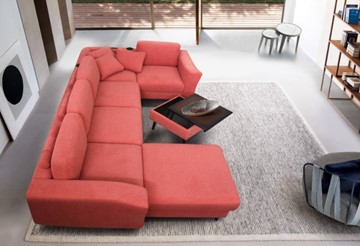 Модульный диван Томас с широкими подлокотниками и пуф-столик с подъемным механизмом в Магадане - предосмотр 1