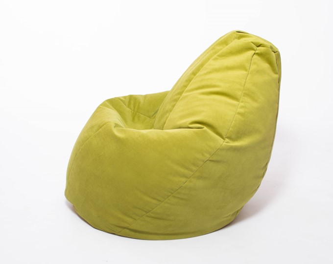 Кресло-мешок Груша среднее, велюр однотон, травянное в Магадане - изображение 2