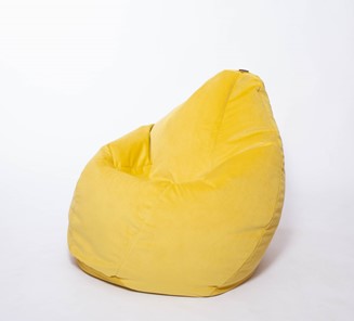 Кресло-мешок Груша среднее, велюр однотон, лимонное в Магадане - предосмотр