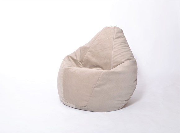 Кресло-мешок Груша среднее, велюр однотон, бежевое в Магадане - изображение