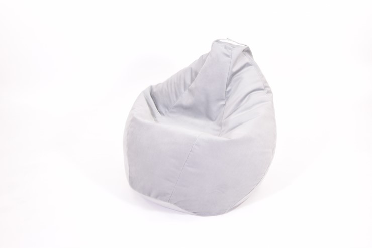 Кресло-мешок Груша большое, велюр однотон, серое в Магадане - изображение 1