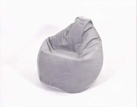 Кресло-мешок Груша малое, велюр однотон, серое в Магадане - изображение