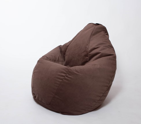 Кресло-мешок Груша среднее, велюр однотон, шоколад в Магадане - изображение