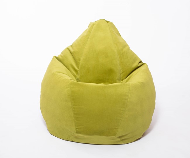 Кресло-мешок Груша большое, велюр однотон, травянное в Магадане - изображение 1