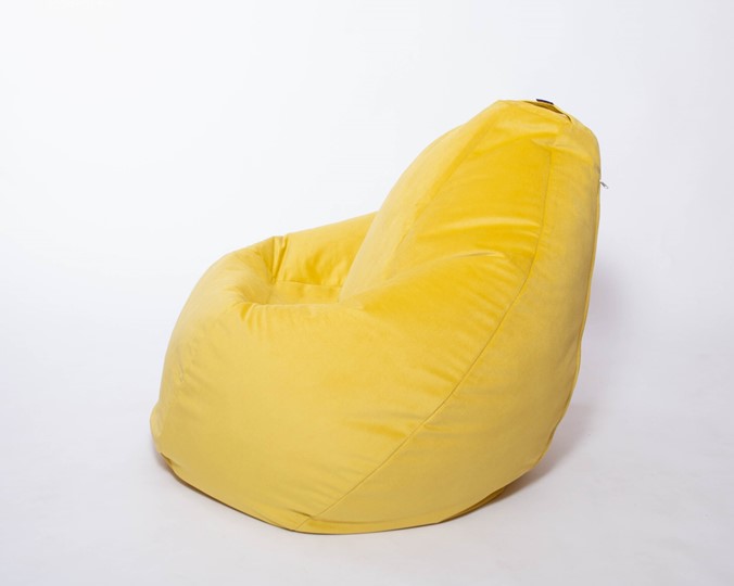 Кресло-мешок Груша среднее, велюр однотон, лимонное в Магадане - изображение 1