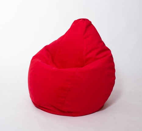 Кресло-мешок Груша большое, велюр однотон, красное в Магадане - изображение