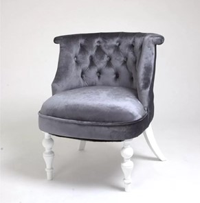 Кресло Бархат (серый бархат/белая эмаль) в Магадане - предосмотр 1