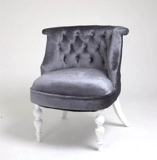 Кресло Бархат (серый бархат/белая эмаль) в Магадане - изображение 1
