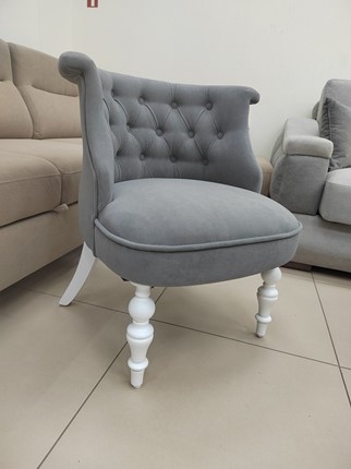 Кресло Бархат (серый бархат/белая эмаль), 000042564 в Магадане - изображение