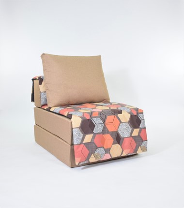 Кресло бескаркасное Харви, песочный-геометрия браун в Магадане - изображение