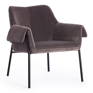 Кресло BESS (mod. 0179471) металл/вельвет, 70х71х75 см, серо-коричневый S108 (84 Brown)/черный в Магадане - предосмотр