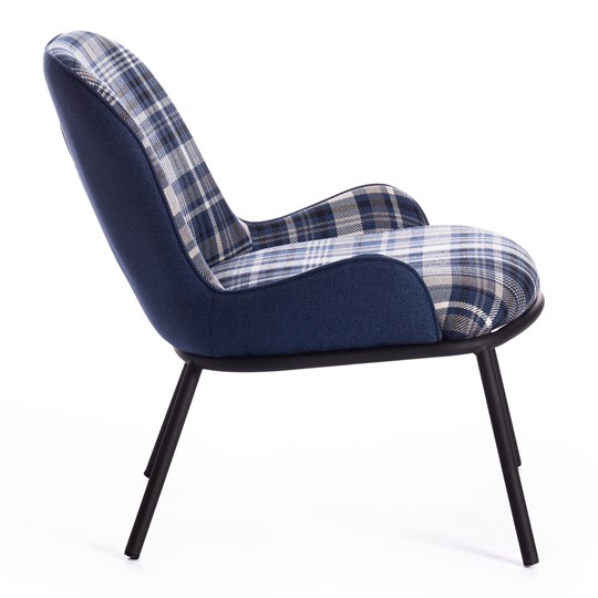 Кресло DUKEN (mod. 0179322) металл/ткань, 79х59х66 см, синий/синяя шотландка/черный в Магадане - изображение 1