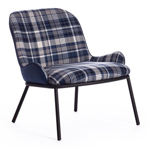 Кресло DUKEN (mod. 0179322) металл/ткань, 79х59х66 см, синий/синяя шотландка/черный в Магадане - предосмотр