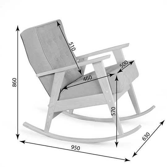 Кресло-качалка Ретро (беленый дуб / 02 - светло-серый) в Магадане - изображение 3