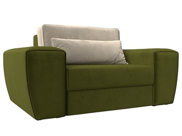 Кресло в гостиную Лига-008, Зеленый\Бежевый (Микровельвет) НПБ в Магадане