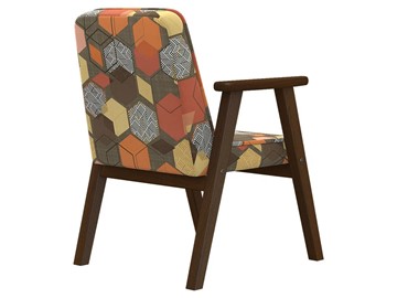 Кресло мягкое Ретро ткань геометрия коричневый, каркас орех в Магадане - предосмотр 1