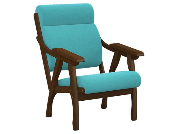 Кресло Вега 10 ткань бирюза, каркас орех в Магадане - изображение