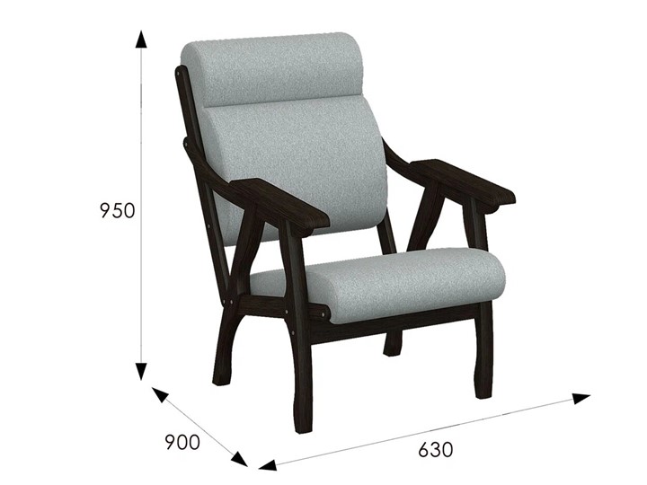 Кресло мягкое Вега 10 ткань серый, каркас венге в Магадане - изображение 6