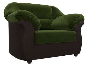 Кресло Карнелла, Зеленый/Коричневый (микровельвет/экокожа) в Магадане