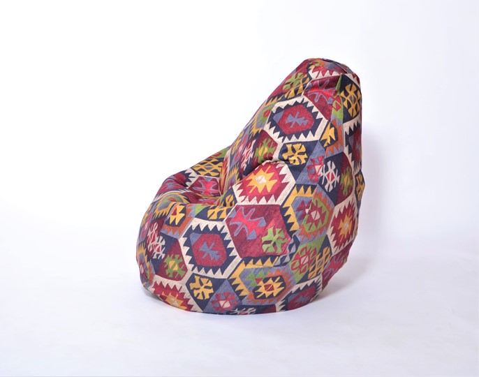 Кресло-мешок Груша большое, велюр принт, мехико графит в Магадане - изображение 1