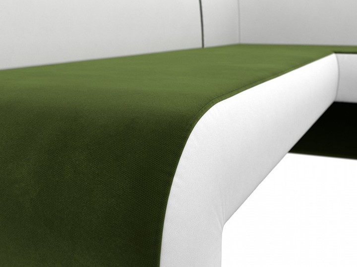 Диван в кухню Кармен угловой, Зеленый/Белый (микровельвет/экокожа) в Магадане - изображение 4