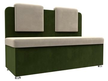 Прямой кухонный диван Маккон 2-х местный, Бежевый/Зеленый (микровельвет) в Магадане