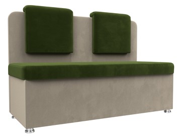 Прямой кухонный диван Маккон 2-х местный, Зеленый/Бежевый (микровельвет) в Магадане