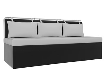 Прямой кухонный диван Метро, Белый/Черный (экокожа) в Магадане