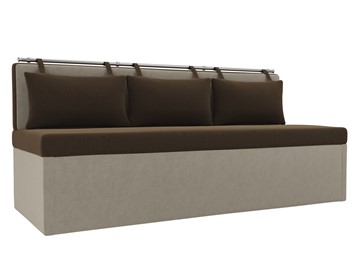 Кухонный прямой диван Метро, Коричневый/Бежевый (микровельвет) в Магадане - предосмотр
