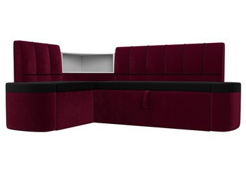 Раскладной кухонный диван Тефида, Черный\Бордовый (Микровельвет) в Магадане
