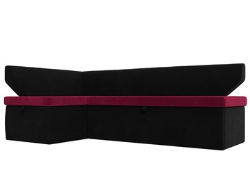 Кухонный угловой диван Омура, Бордовый\Черный (Микровельвет) в Магадане - предосмотр