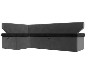 Кухонный угловой диван Омура, Черный\Серый (Велюр) в Магадане - предосмотр
