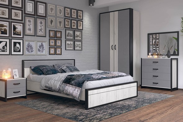 Модульная спальня Техно Дуб крафт белый/Серый шифер в Магадане - изображение