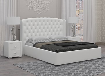Кровать в спальню Dario Classic 160x200, Экокожа (Белый) в Магадане
