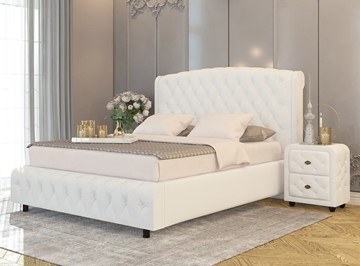 Двуспальная кровать Salvatore Grand 160x200, Экокожа (Белый) в Магадане