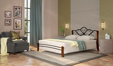 Кровать 2-спальная Венера 4 Лайт, 1600, черный/махагон в Магадане
