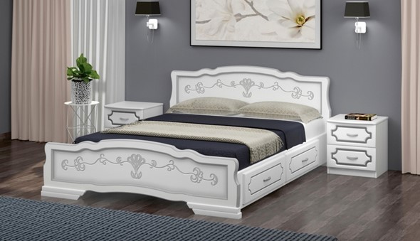 Кровать с выкатными ящиками Карина-6 (Белый Жемчуг) 180х200 в Магадане - изображение