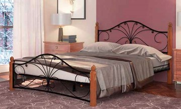Спальная кровать Фортуна 1, 1600, черный/махагон в Магадане - предосмотр