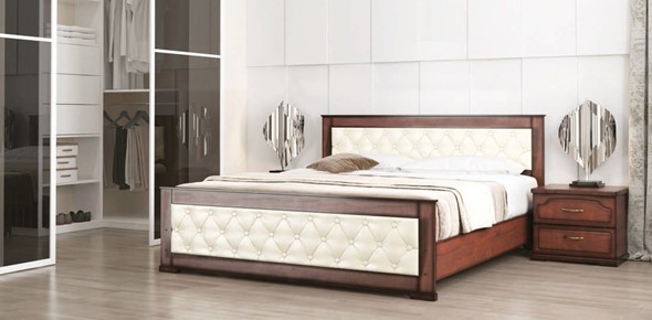 Кровать спальная Стиль 2, 160х200, кожзам, с основанием в Магадане - изображение