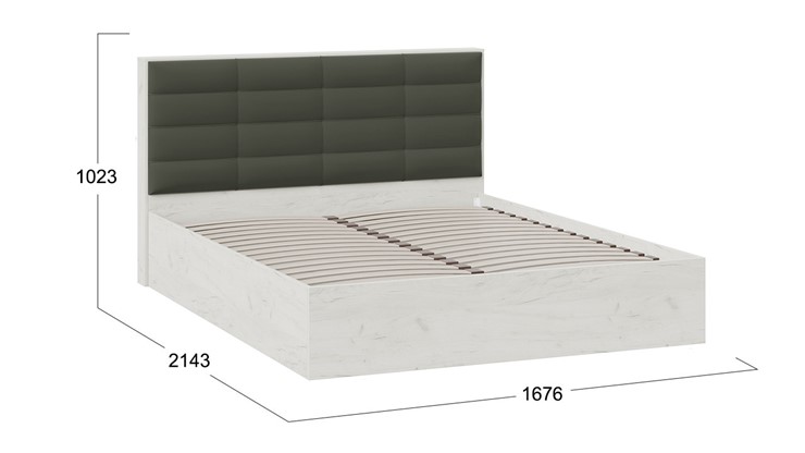 Кровать Агата тип 1 (Дуб крафт белый, Велюр Серый) в Магадане - изображение 3