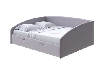 Кровать 2-спальная Bono 160х200, Экокожа (Серебристый перламутр) в Магадане