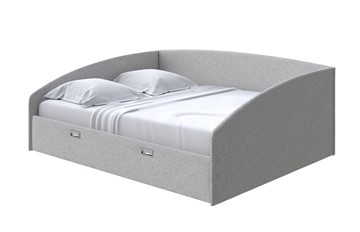 Кровать 2-спальная Bono 160х200, Искусственная шерсть (Лама Светло-серый) в Магадане