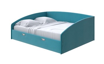 Спальная кровать Bono 160х200, Велюр (Forest 562 Голубой) в Магадане