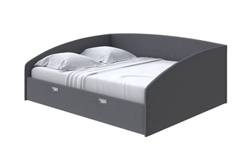 Кровать в спальню Bono 160х200, Велюр (Scandi Cotton 25 Графитовый) в Магадане