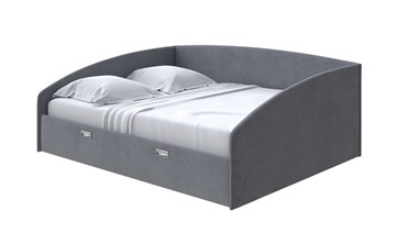 Кровать в спальню Bono 160х200, Велюр (Ultra Мокрый асфальт) в Магадане