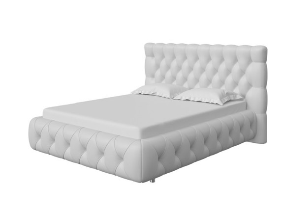 Кровать в спальню Castello 160х200, Экокожа (Белый) в Магадане - изображение