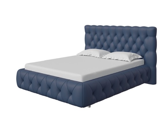 Кровать спальная Castello 160х200, Экокожа (Темно-синий) в Магадане - изображение