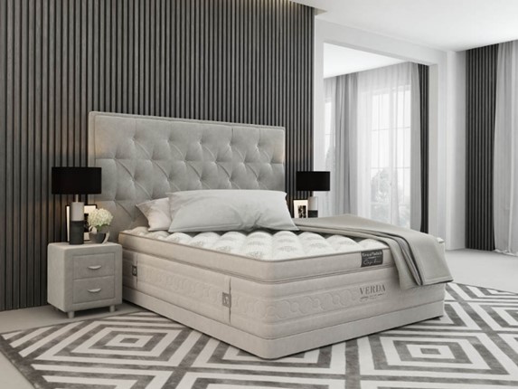 Двуспальная кровать Classic Compact/Basement 180х200, Флок (Велсофт Серый) в Магадане - изображение