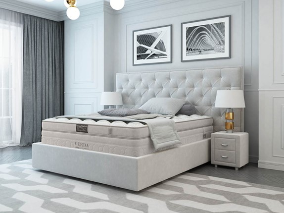 Кровать 2-спальная Classic/Island M 160х200, Флок (Велсофт Дымчатый) в Магадане - изображение