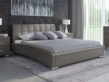 Кровать 2-спальная Corso-1L 180х200, Экокожа (Серый) в Магадане